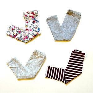 Set of Four Toddler Girl Leggings - Floral, Gray, and Striped. Size 2T